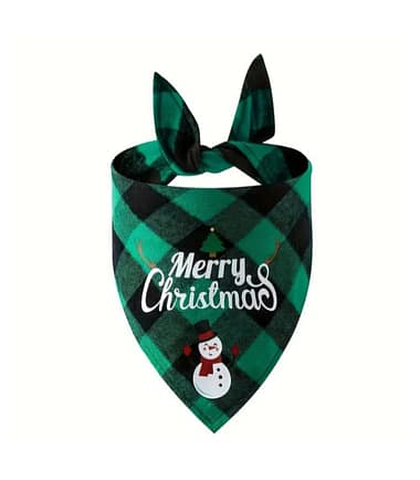 Bandana navideña perro muñeco de nieve color verde